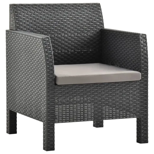 Cadeira de Jardim com Almofada Antracite 63x65x76 cm PP Rattan