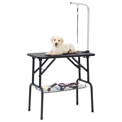 Mesa de Grooming Ajustável para Cães com 1 Laço e Cesto