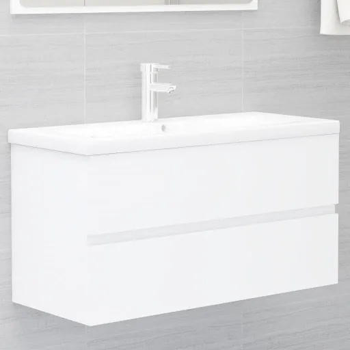 Armário de Lavatório 90x38,5x45 cm Derivados de Madeira Branco