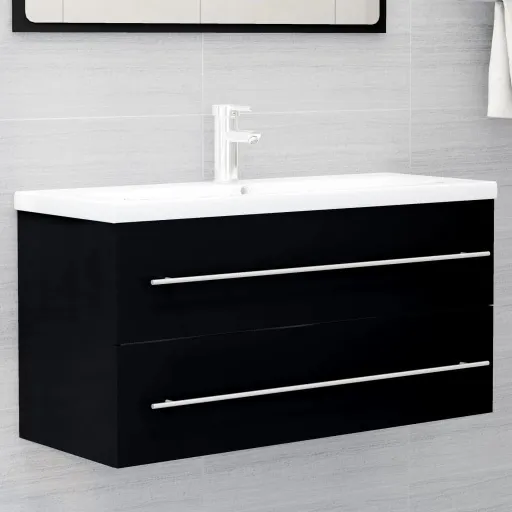 Armário Lavatório 100x38,5x48 cm Derivados de Madeira Preto
