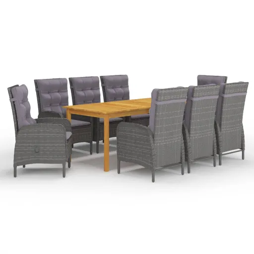 Conjunto de Jantar para Jardim Cinzento (9 pcs)