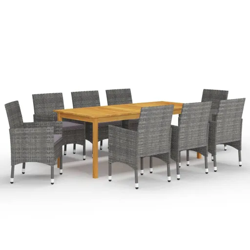 Conjunto de Jantar para Jardim Cinzento (9 pcs)