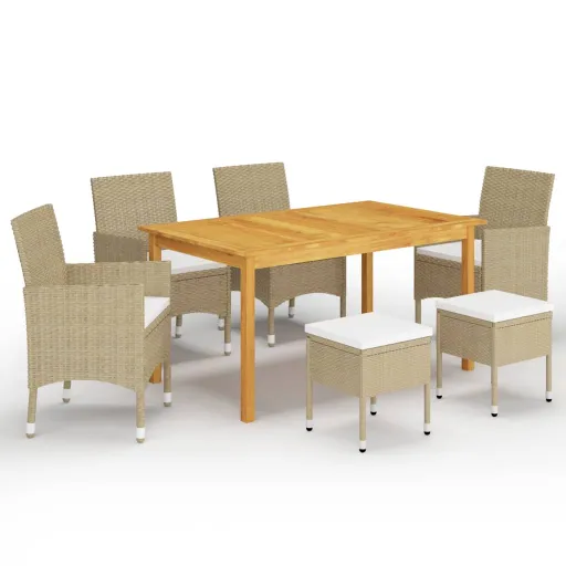 Conjunto de Jantar para Jardim Bege (7 pcs)