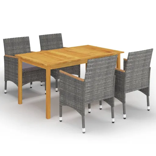 Conjunto de Jantar para Jardim Cinzento (5 pcs)