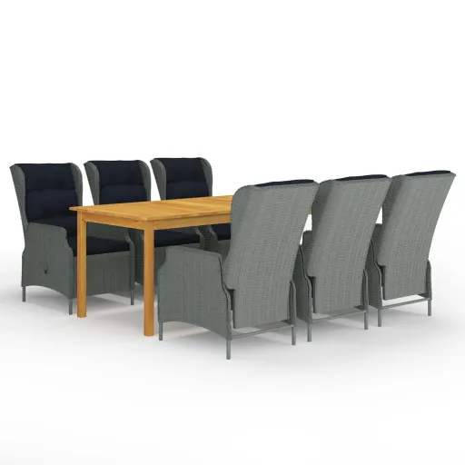 Conjunto de Jantar para Jardim Cinzento-Claro (7 pcs)