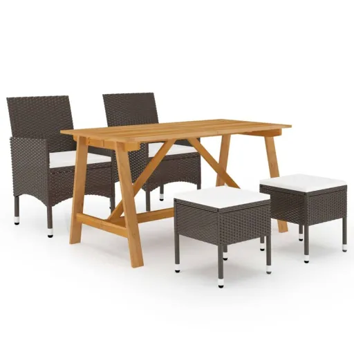 Conjunto de Jantar para Jardim Castanho (5 pcs)