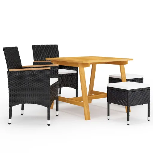 Conjunto de Jantar para Jardim Preto (5 pcs)