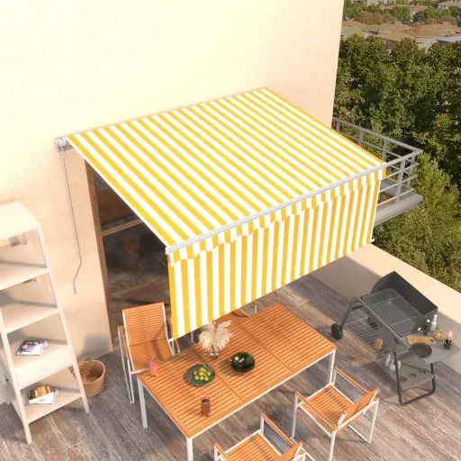 Toldo Retrátil Manual com Estore 3x2,5 m Amarelo e Branco