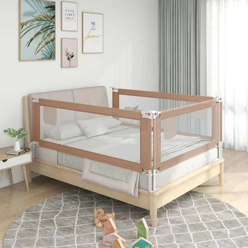 Barra Segur. p/ Cama Infantil Tecido 90x25 cm Cinza-Acastanhado