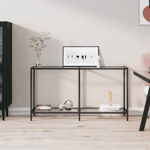 Mesa Consola Transparente 140x35x75,5 cm Vidro Temperado