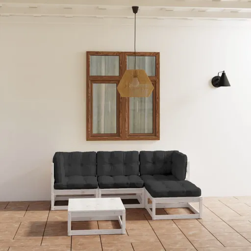 Conjunto Lounge de Jardim c/ Almofadões Pinho Maciço (5 pcs)