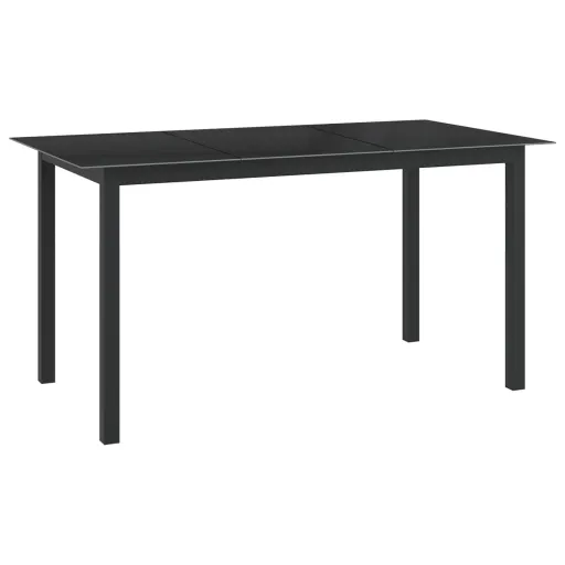 Mesa de Jardim em Alumínio e Vidro 150x90x74 cm Preto