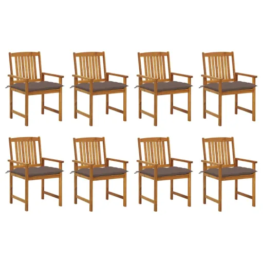 Cadeiras de Jardim com Almofadões   Acácia Maciça (8 pcs)