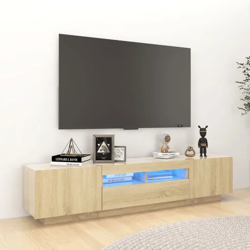 Móvel de TV com Luzes LED 180x35x40 cm Carvalho Sonoma