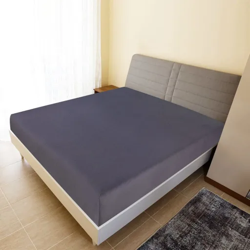 Lençóis Ajustáveis   90x200 cm Algodão Jersey Antracite (2 pcs)