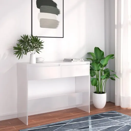 Mesa Consola 100x35x76,5 cm Derivados de Madeira Branco