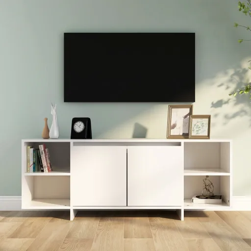Móvel de TV 130x35x50 cm Aglomerado Branco