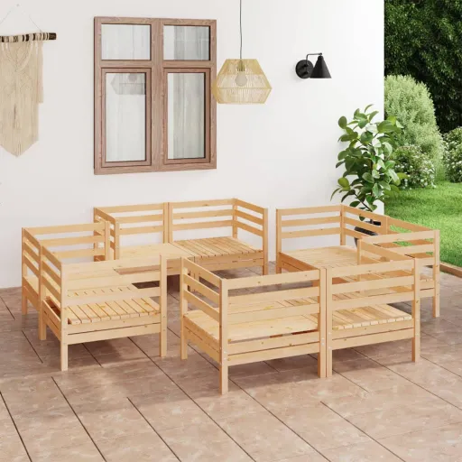 Conjunto Lounge de Jardim Pinho Maciço (8 pcs)