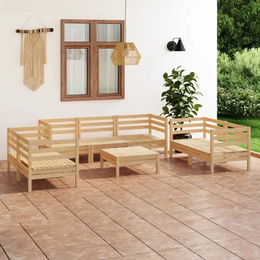 Conjunto Lounge de Jardim Pinho Maciço (8 pcs)