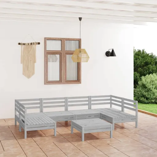 Conjunto Lounge de Jardim Pinho Maciço Branco (7 pcs)