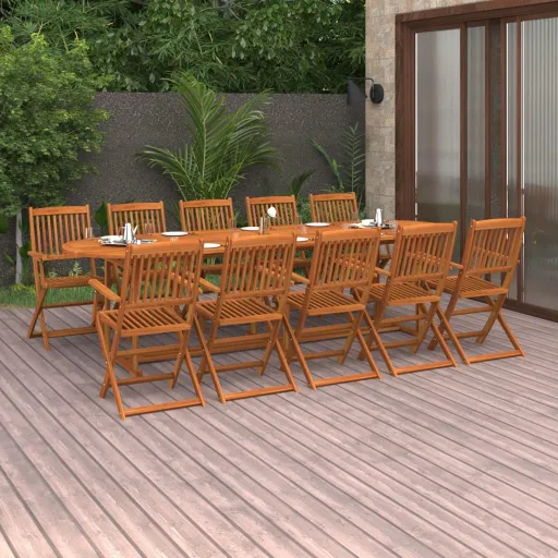 Conjunto de Jantar para Jardim 280x90x75cm Acácia Maciça (11 pcs)