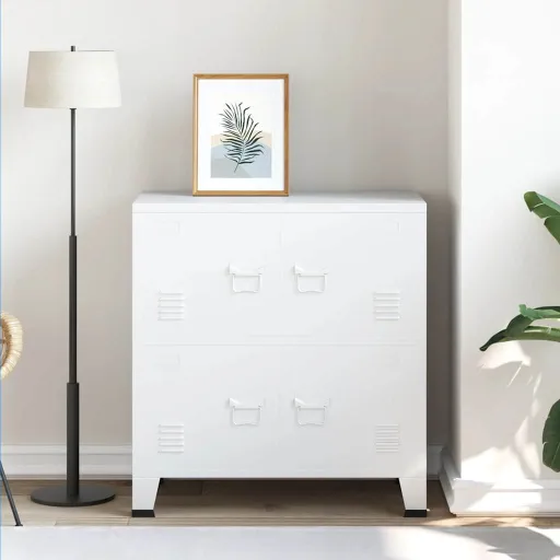 Aparador de Arrumação Industrial 75x40x80 cm Aço Branco