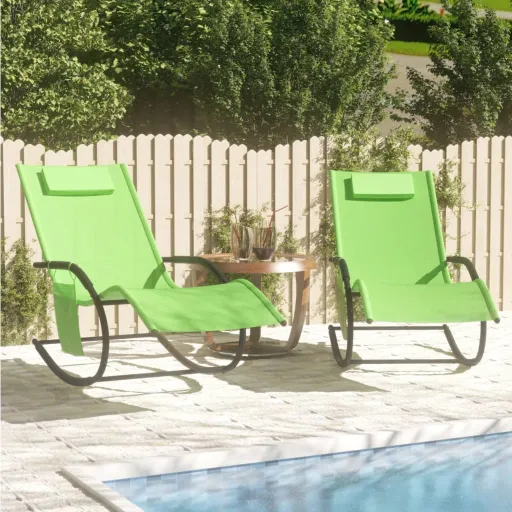 Espreguiçadeiras Baloiço   Aço e Textilene Verde (2 pcs)