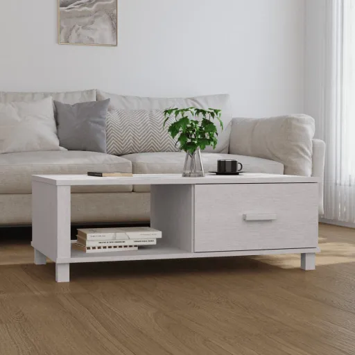Mesa de Centro HAMAR 100x55x35 cm Pinho Maciço Branco