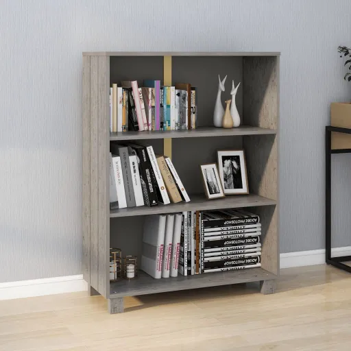 Estante HAMAR 85x35x112 cm Pinho Maciço Cinza-Claro