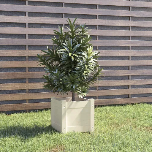 Vaso/Floreira de Jardim 31x31x31 cm Pinho Maciço Branco