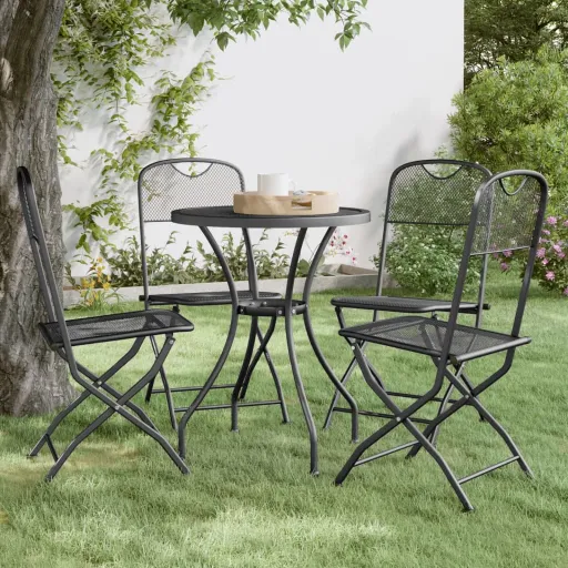 Cadeiras Jardim Dobráveis   Malha Metal Expandido Antracite (4 pcs)