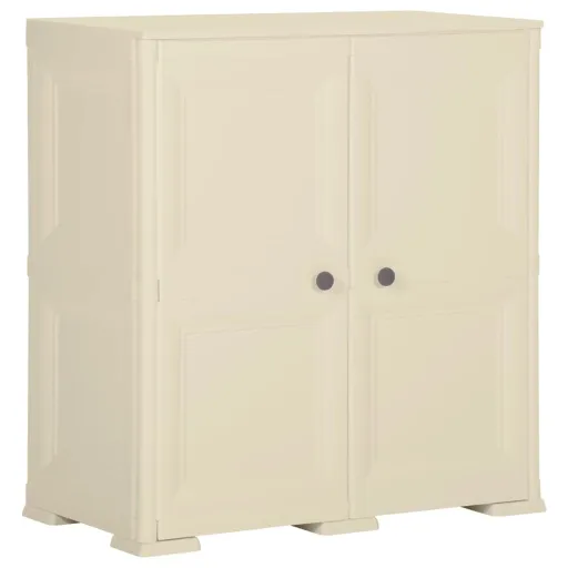 Armário de Plástico 79x43x85,5 cm Design de Madeira Branco Nata