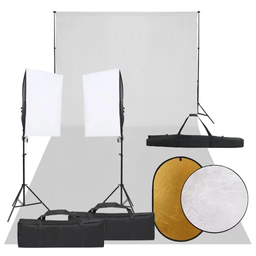 Kit Estúdio Fotográfico c/ Conj. de Iluminação/Fundo/Refletor