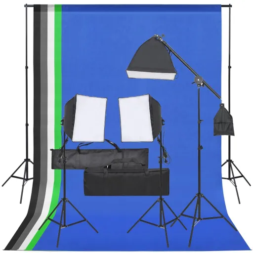 Kit de Estúdio Fotográfico com Conjunto de Iluminação e Fundo