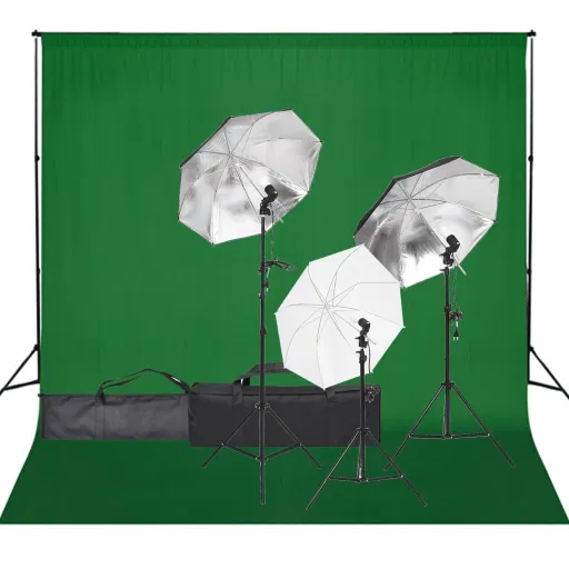 Kit de Estúdio Fotográfico com Conjunto de Iluminação e Fundo