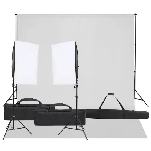 Kit de Estúdio Fotográfico com Conjunto de Iluminação e Fundo