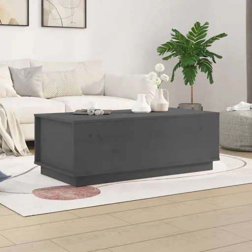 Mesa de Centro 100x50x35 cm Pinho Maciço Cinza