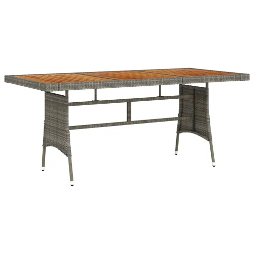 Mesa de Jardim 160x70x72 cm Vime PE e Acácia Maciça Cinzento