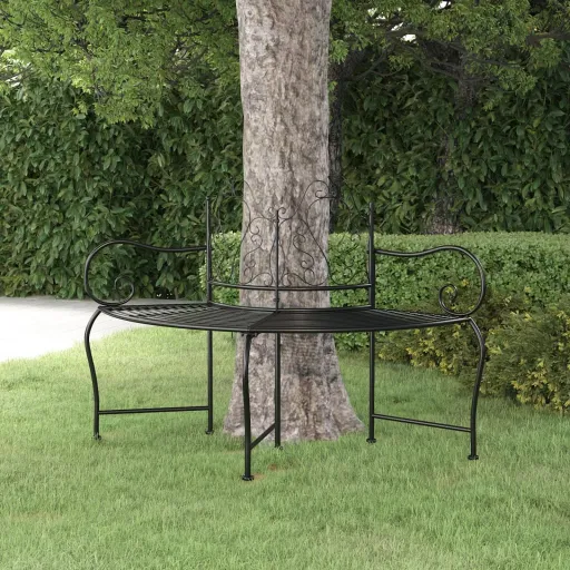 Banco para Árvore 150 cm Aço Preto