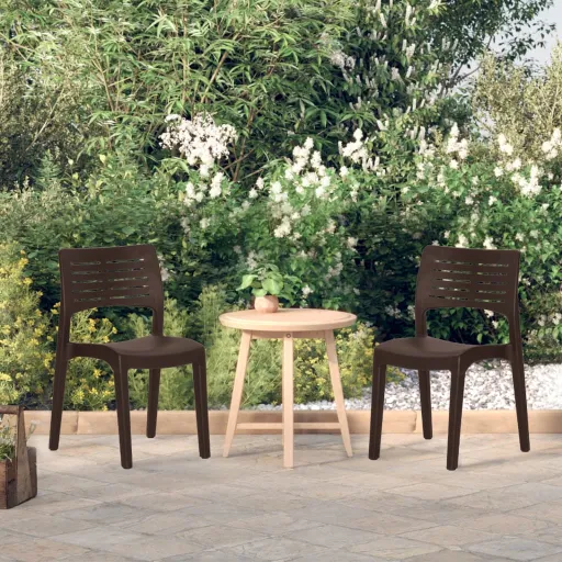 Cadeiras de Jardim   Polipropileno Cor Moca (2 pcs)