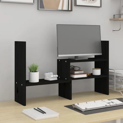 Suporte para Monitor (39-72)X17x43 cm Pinho Maciço Preto