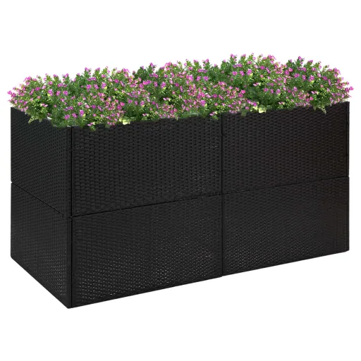 Vaso/Floreira de Jardim 157x80x80 cm Vime PE Preto