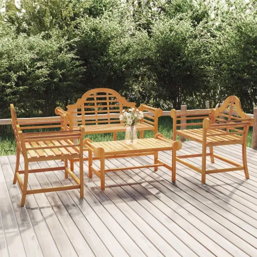 Conjunto Lounge de Jardim Madeira de Teca Maciça (4 pcs)