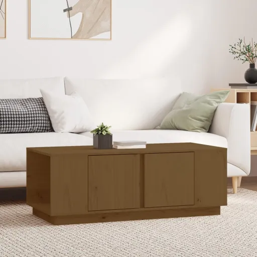 Mesa de Centro 110x50x40cm Madeira de Pinho Maciça Castanho Mel