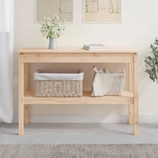 Mesa Consola 110x40x75 cm Madeira de Pinho Maciça
