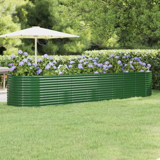 Canteiro Elevado Jardim 396x100x68 cm Aço Galvanizado Verde