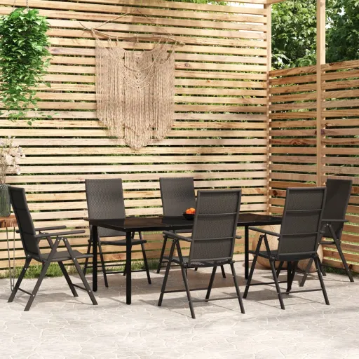 Conjunto de Jantar para Jardim Preto (7 pcs)
