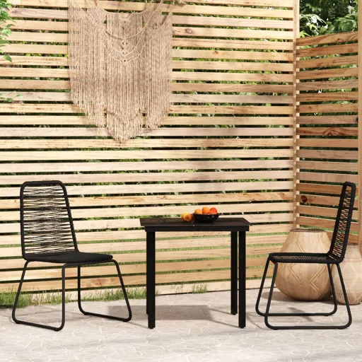 Conjunto de Jantar para Jardim Preto (3 pcs)