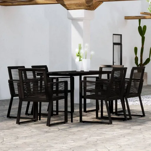 Conjunto de Jantar para Jardim Preto (7 pcs)