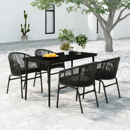 Conjunto de Jantar para Jardim Preto (5 pcs)
